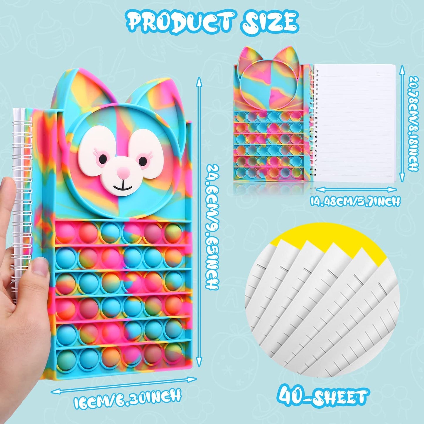 Pop Bubble Notebook Fidget Toy, Fidget Notebook for Kids