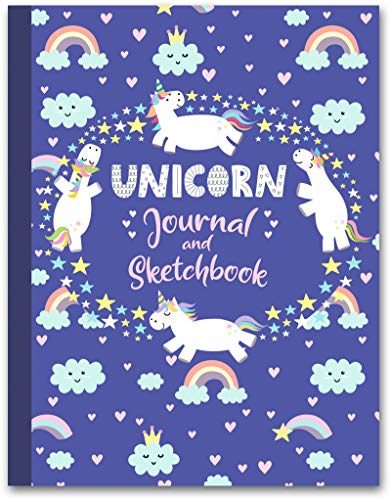 Unicorn Journal and Sketchbook: Journal and Notebook  - Composition Size (7.5"x9.75") With Lined and Blank Pages