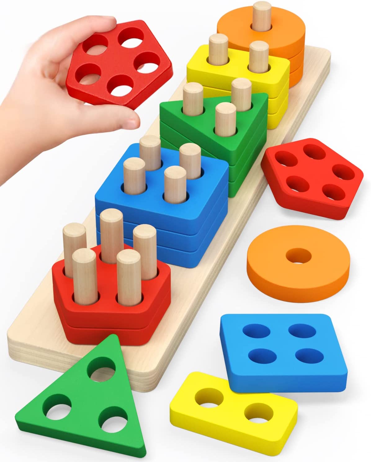 Color Recognition Stacker Shape Sorter, Learning Puzzles Learning Toys