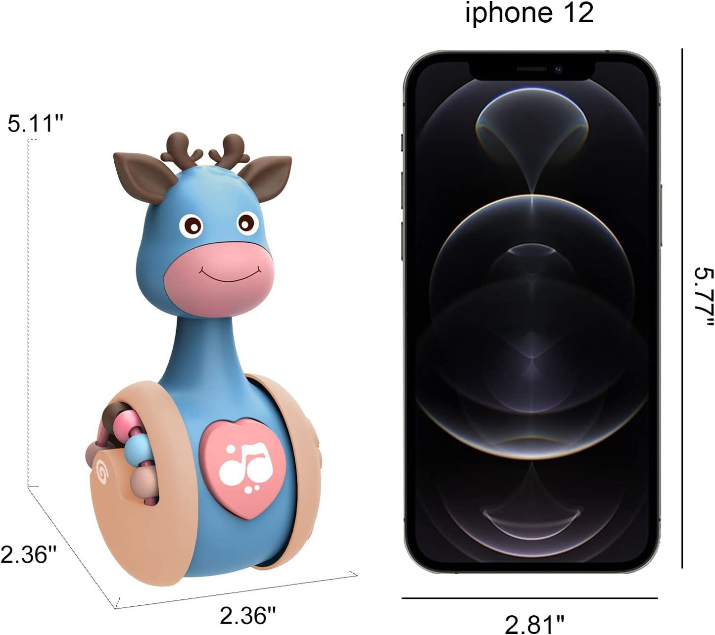 Roly Poly Baby Toys, Cute Giraffe Tummy Time Toys