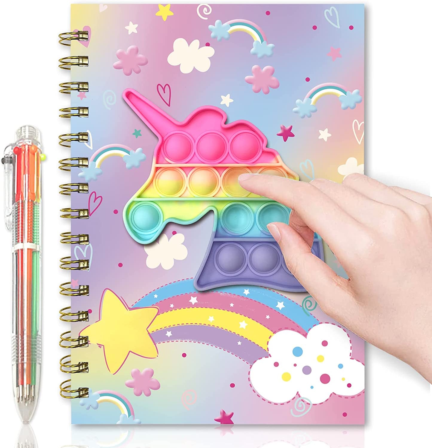 8.5x5.3 Inches 160 Lined Pages with 6 Multicolor Pen Spiral Journal for Teenage School Writing Drawing