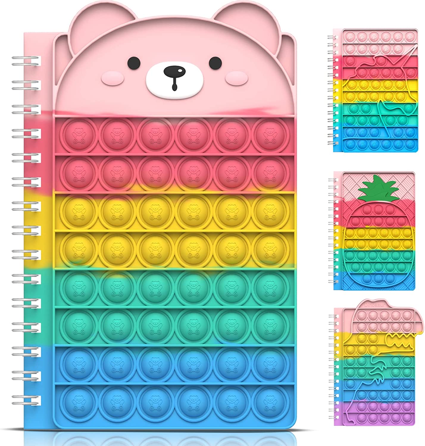 Pop Fidget Spiral Notebook for Kids Pop Note Book for School, Stress Pop Bubble Books